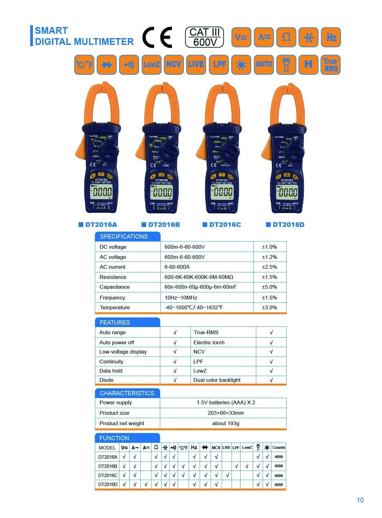 DT2016D original catalogue specification sheet