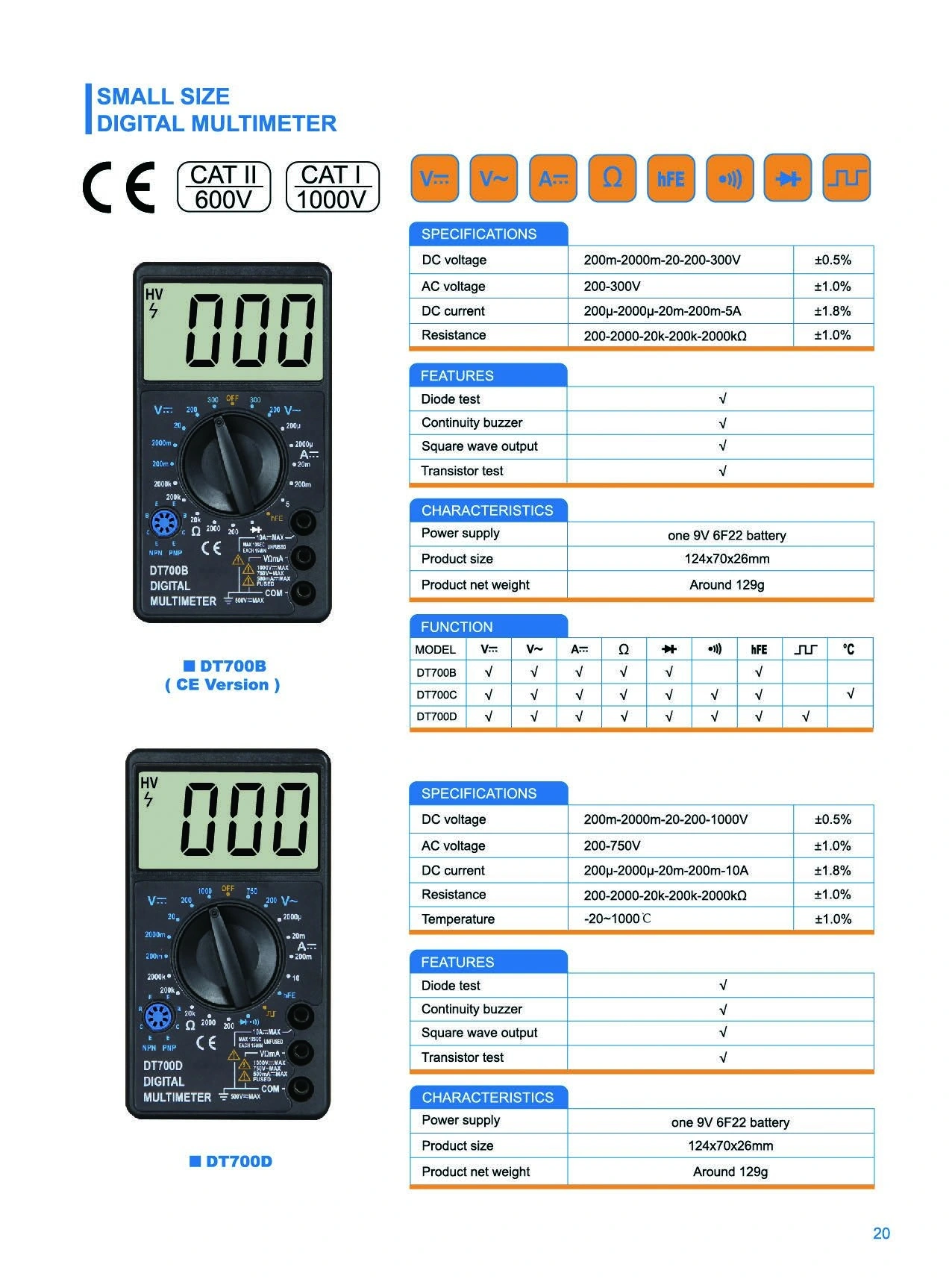 DT700D original catalogue specification sheet