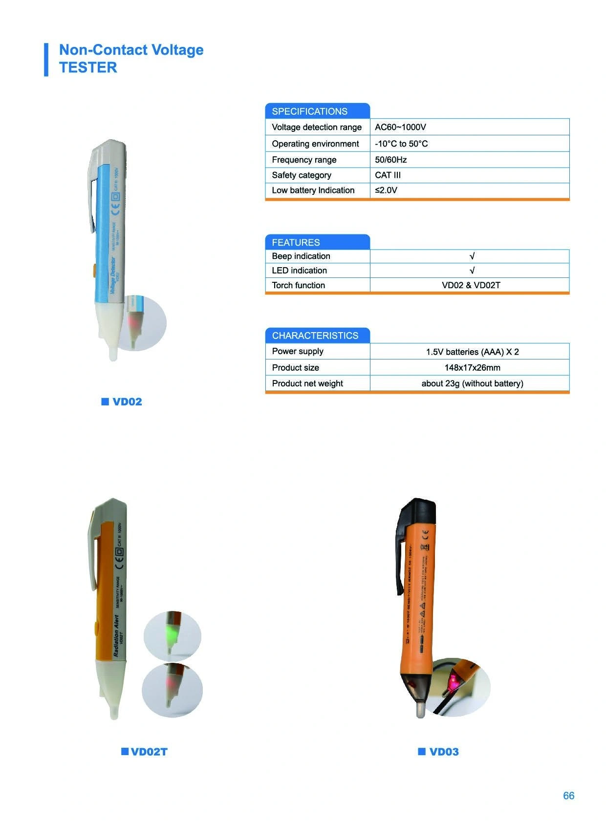 VD03 original catalogue specification sheet